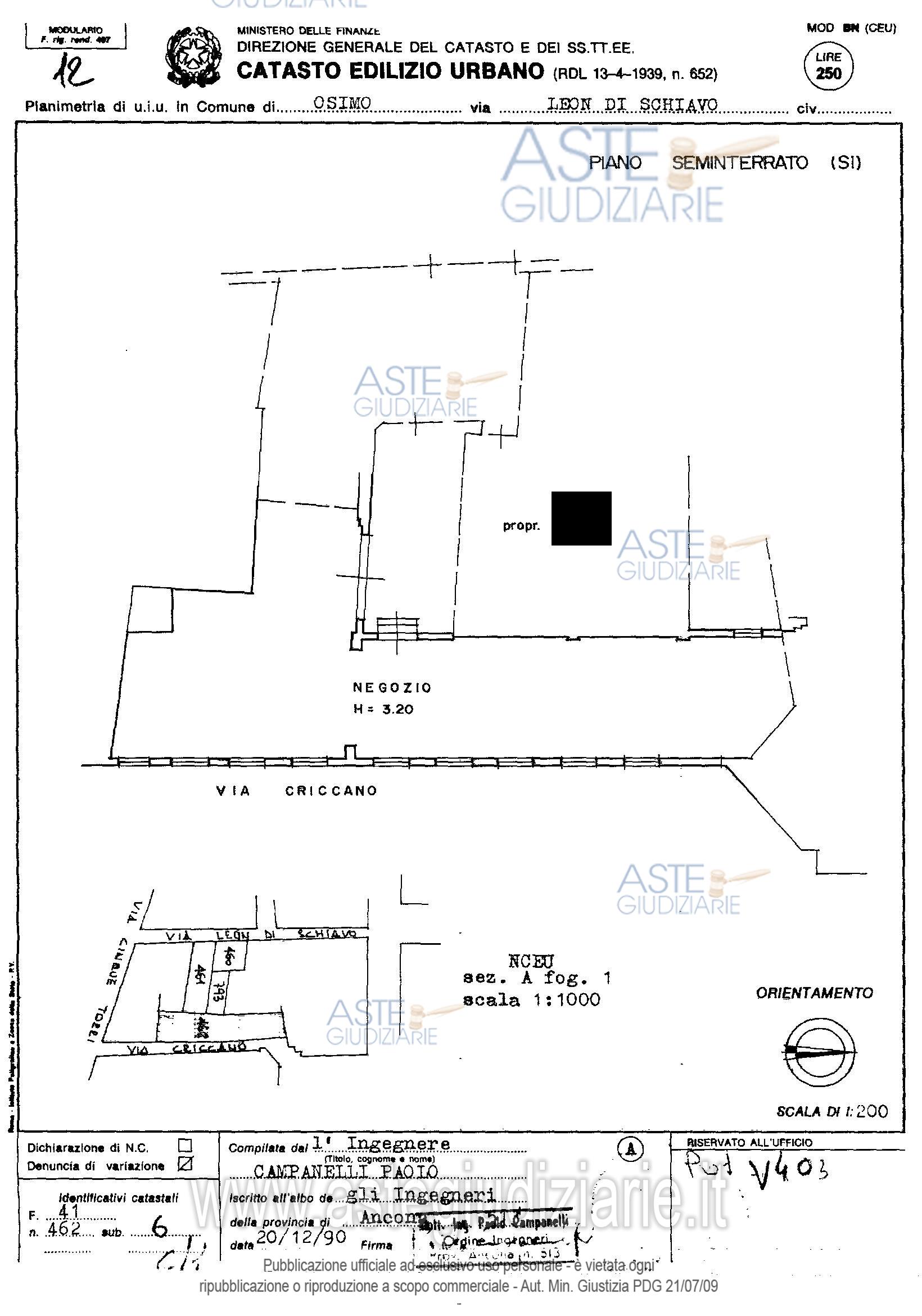 Planimetria del bene