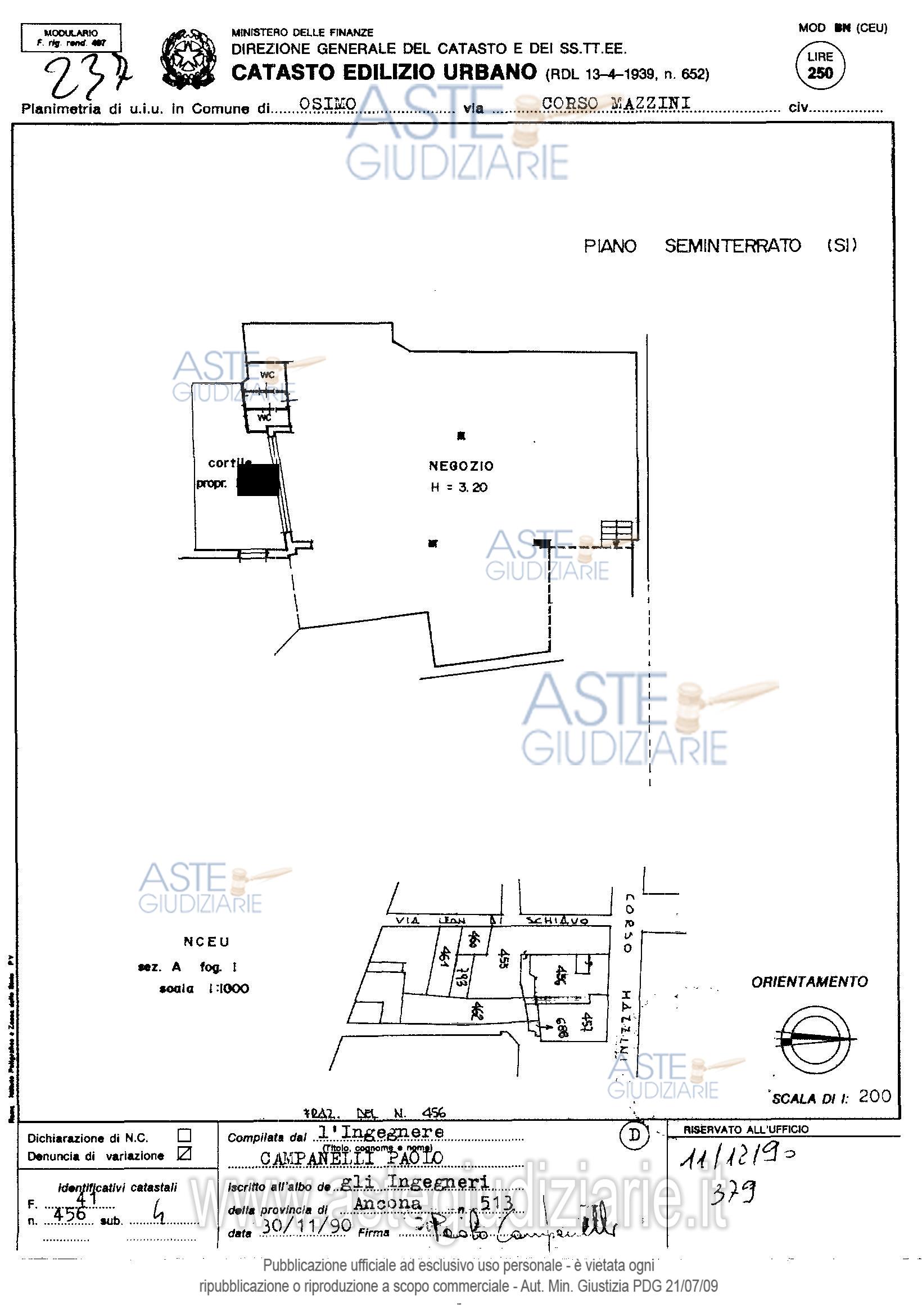 Planimetria del bene