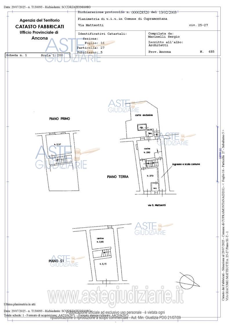 Planimetria del bene