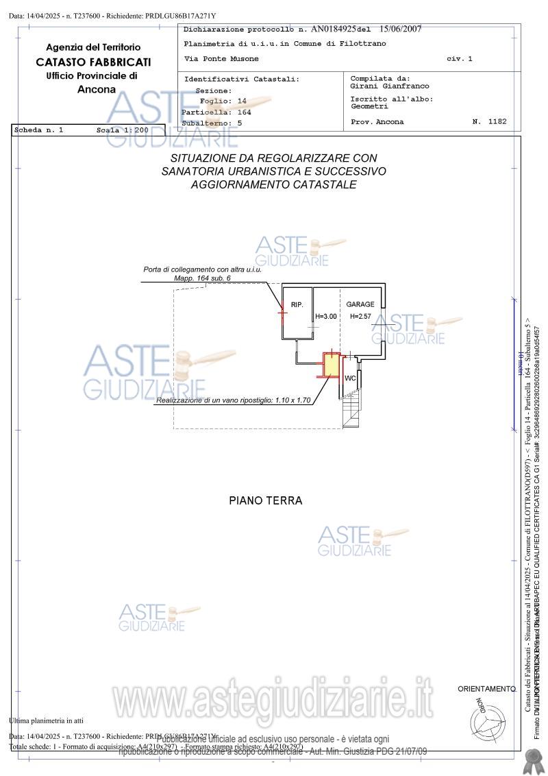 Planimetria del bene