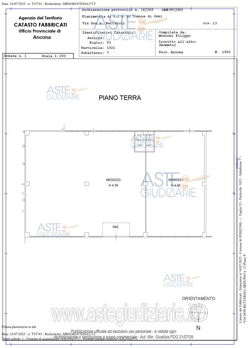 Planimetria del bene