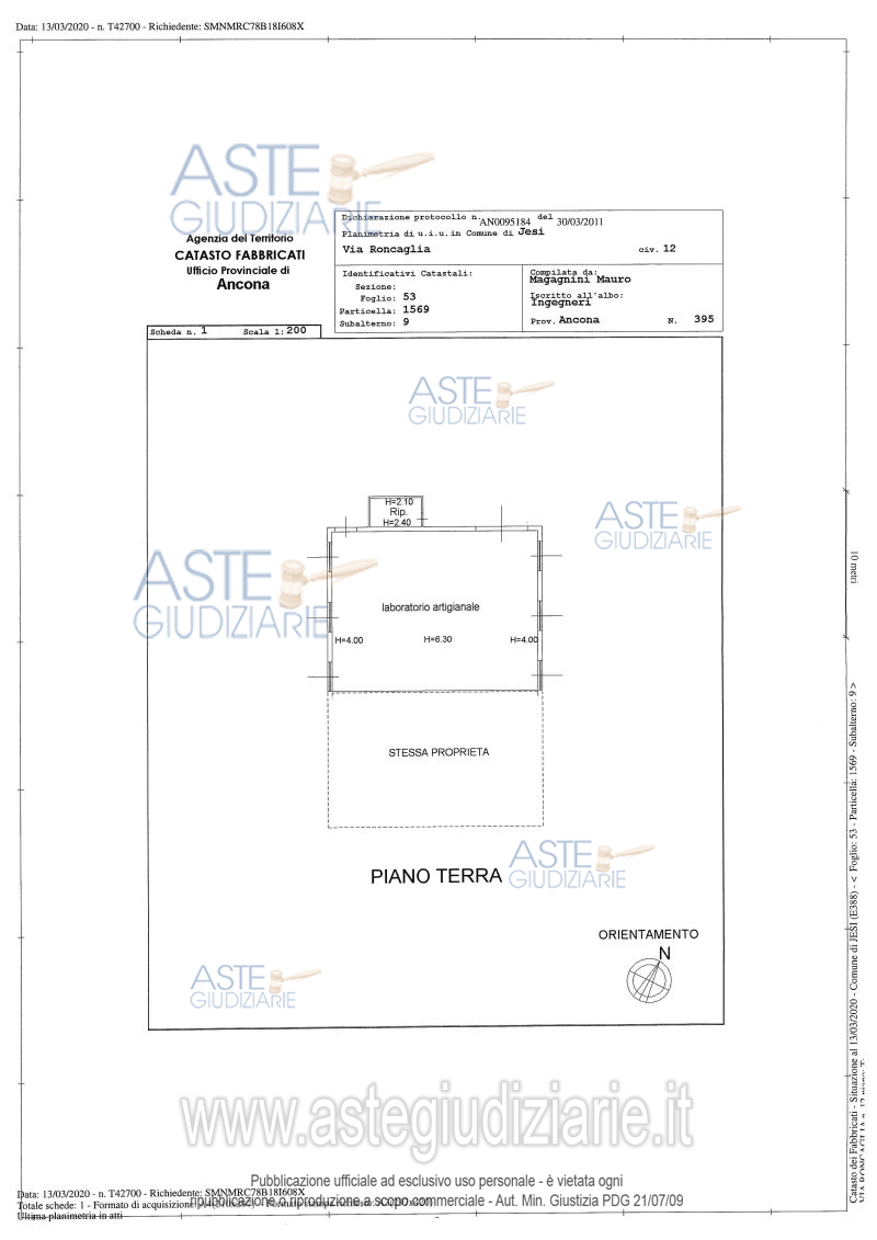 Planimetria del bene