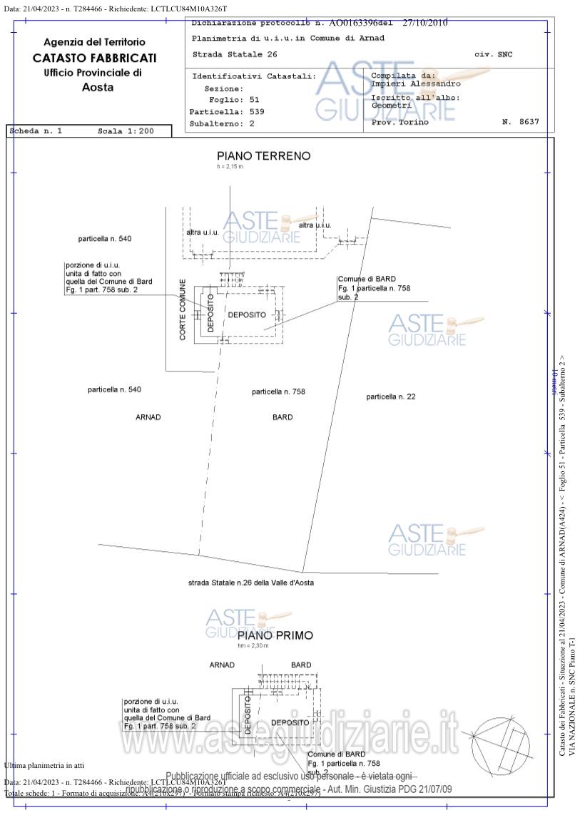 Planimetria del bene