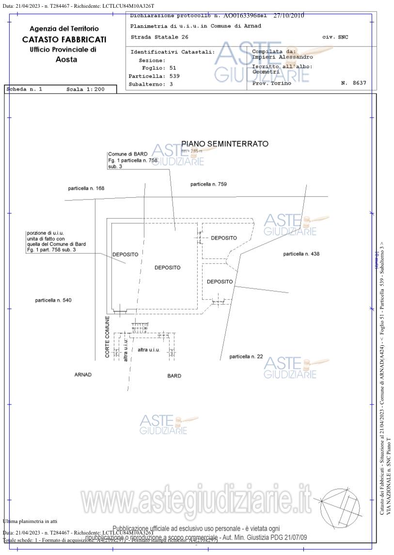 Planimetria del bene