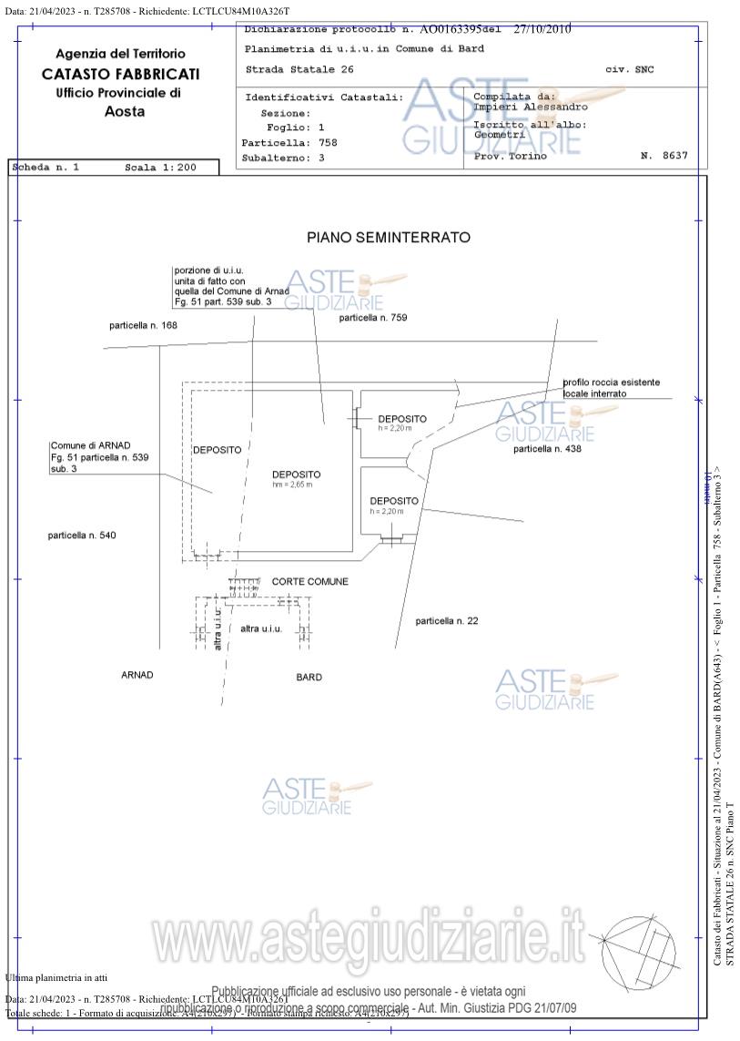 Planimetria del bene