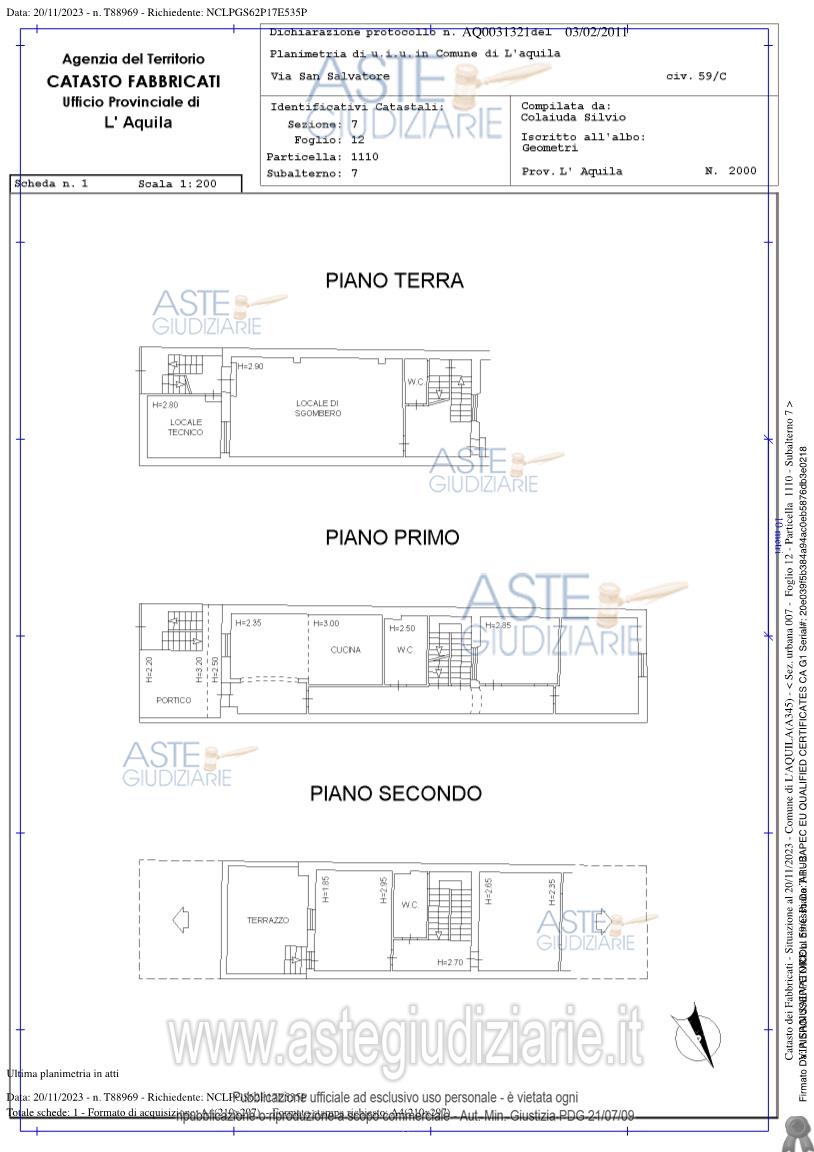 Planimetria del bene