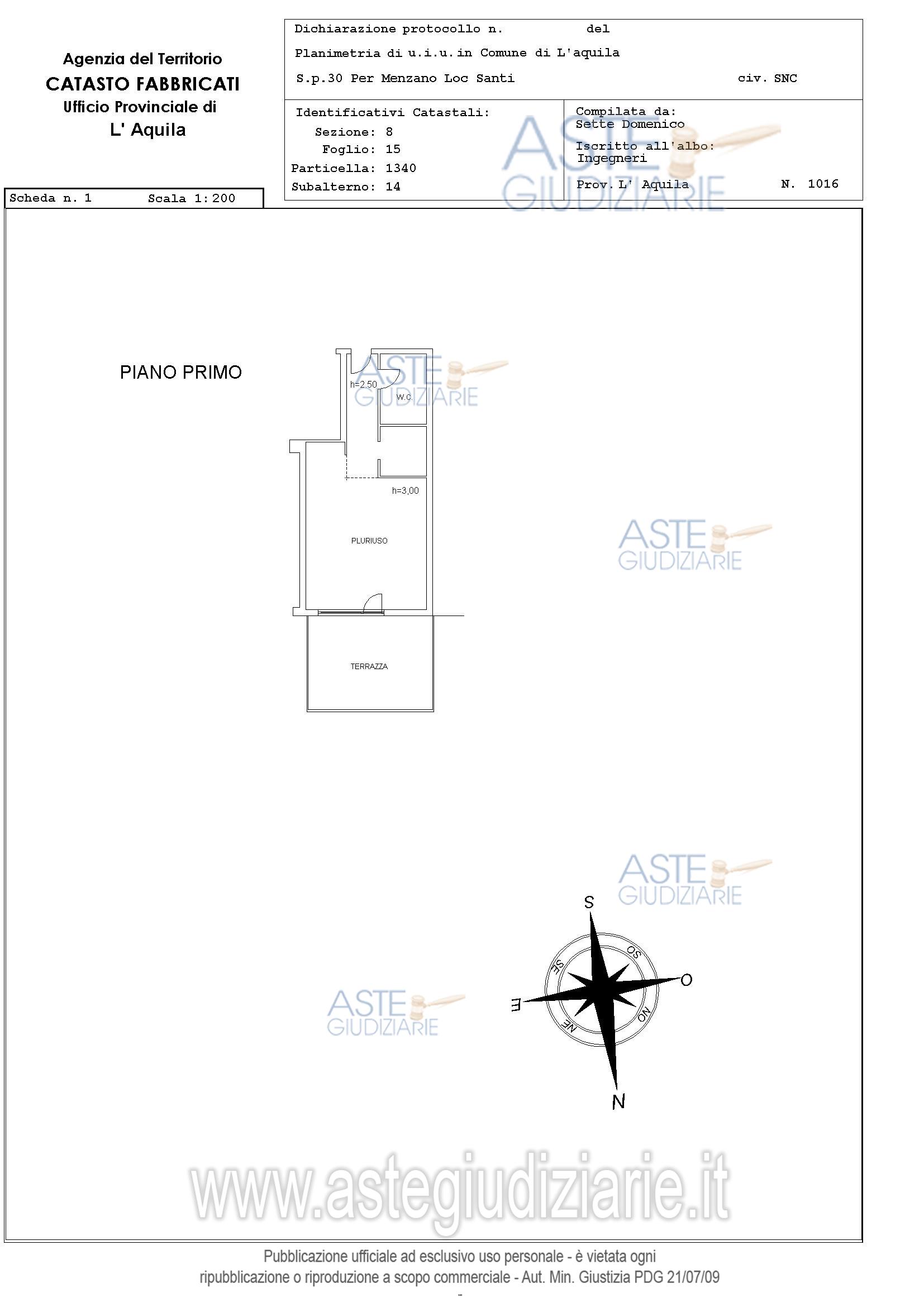 Planimetria del bene