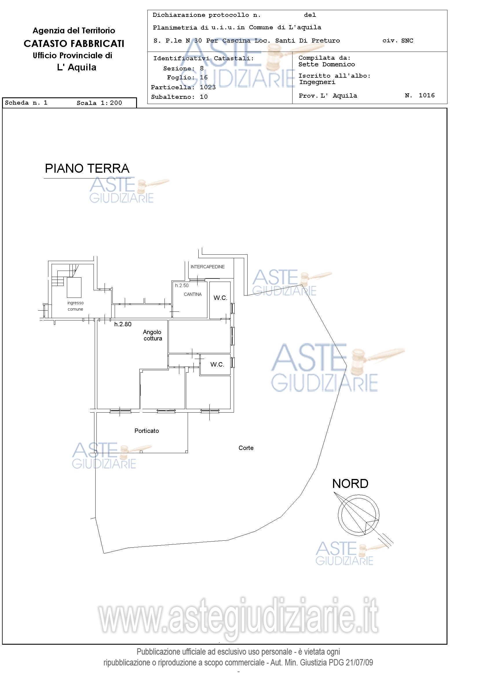 Planimetria del bene