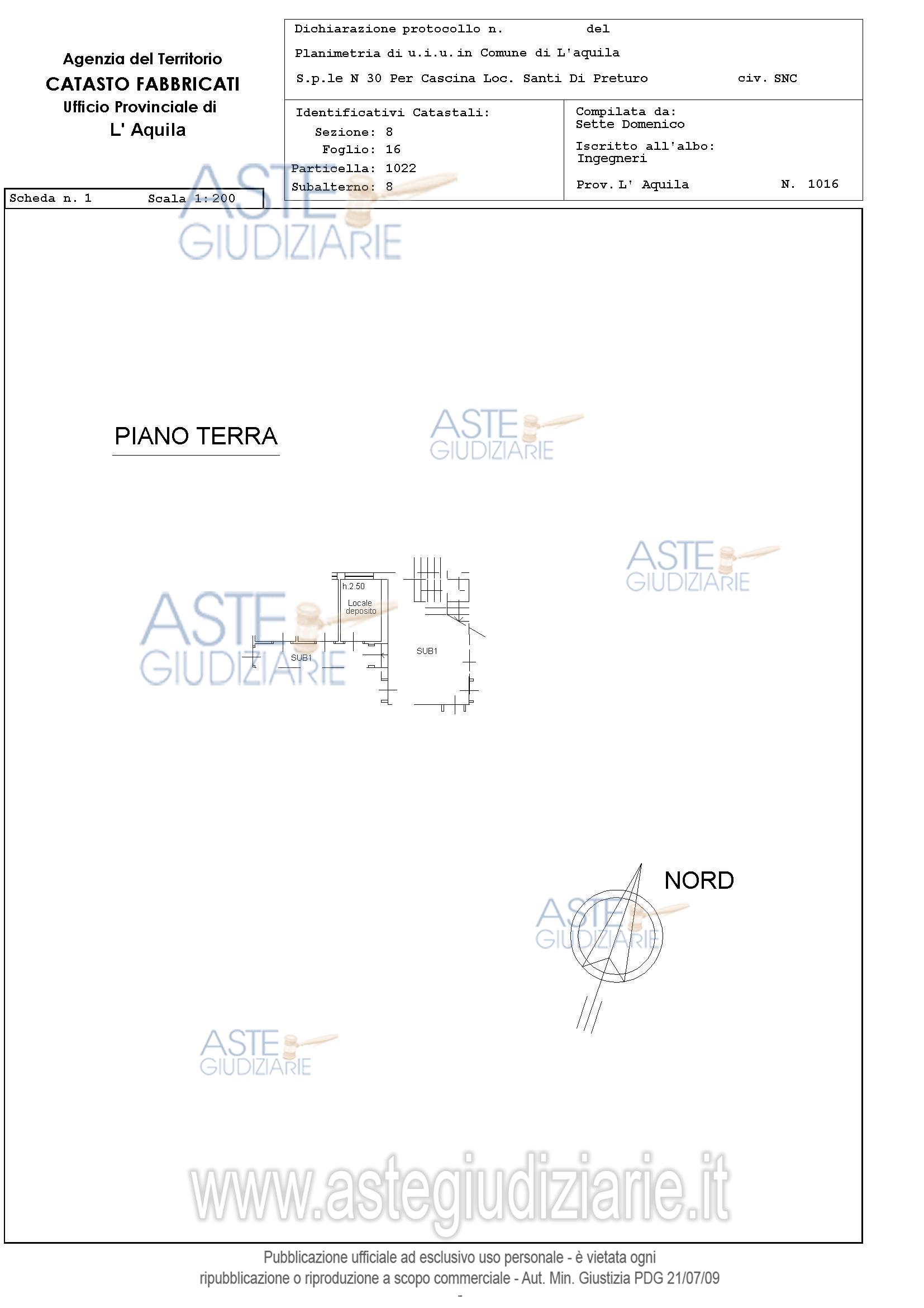 Planimetria del bene