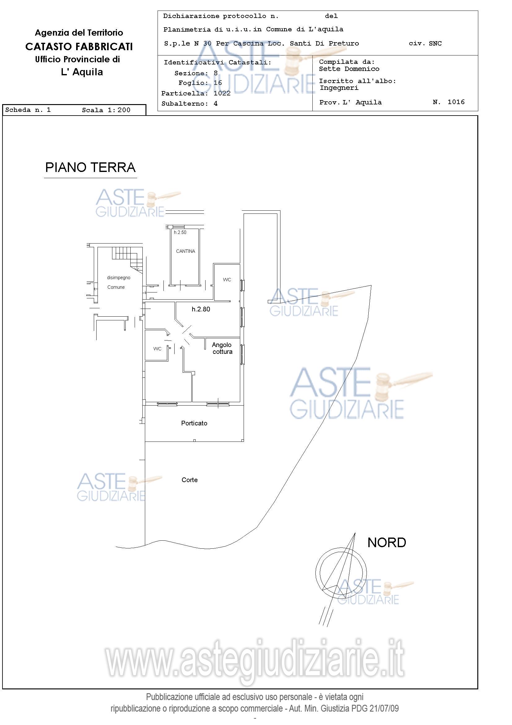 Planimetria del bene