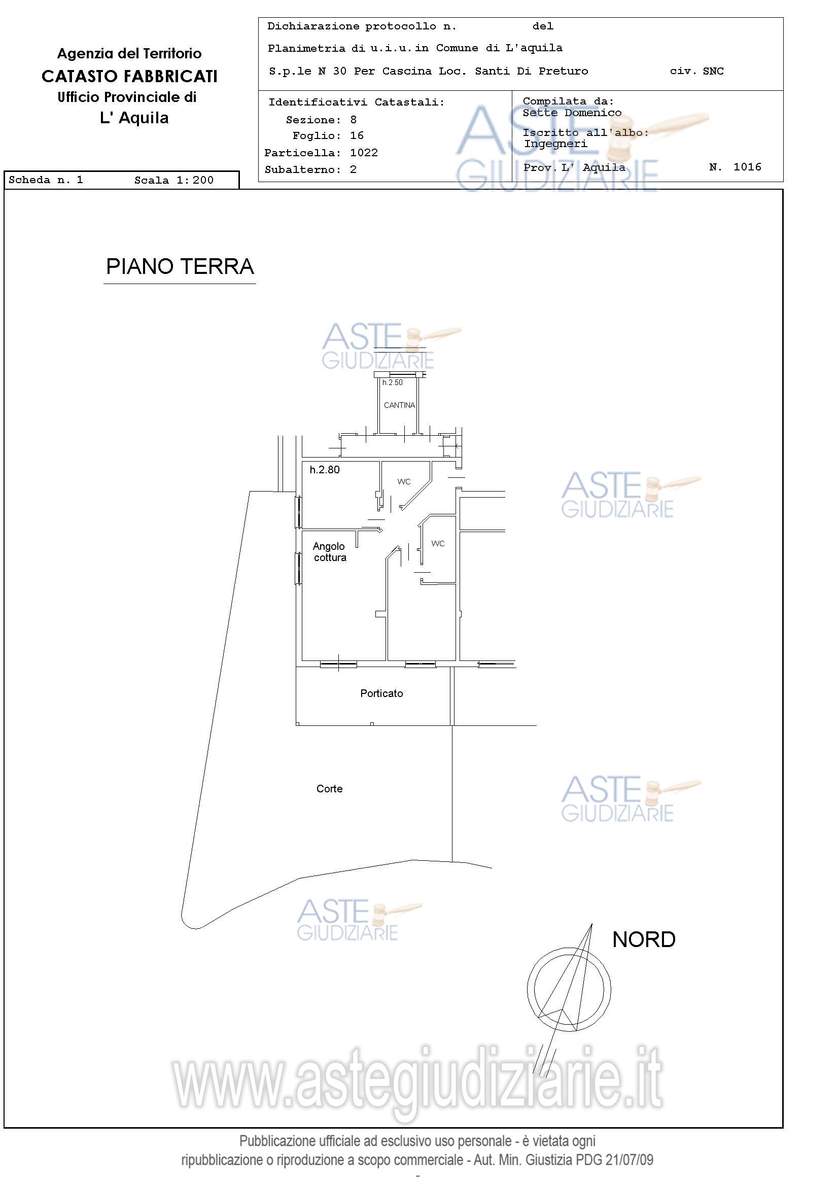 Planimetria del bene