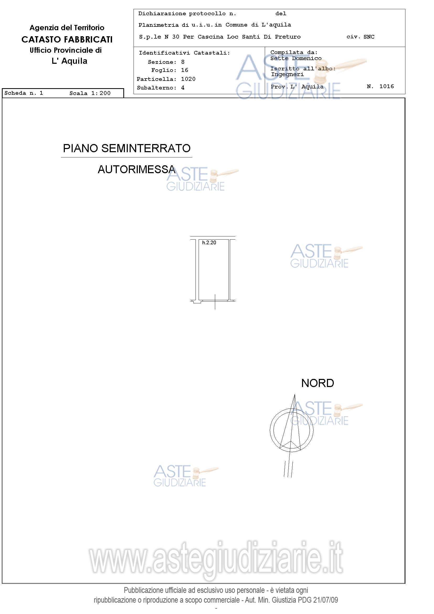 Planimetria del bene