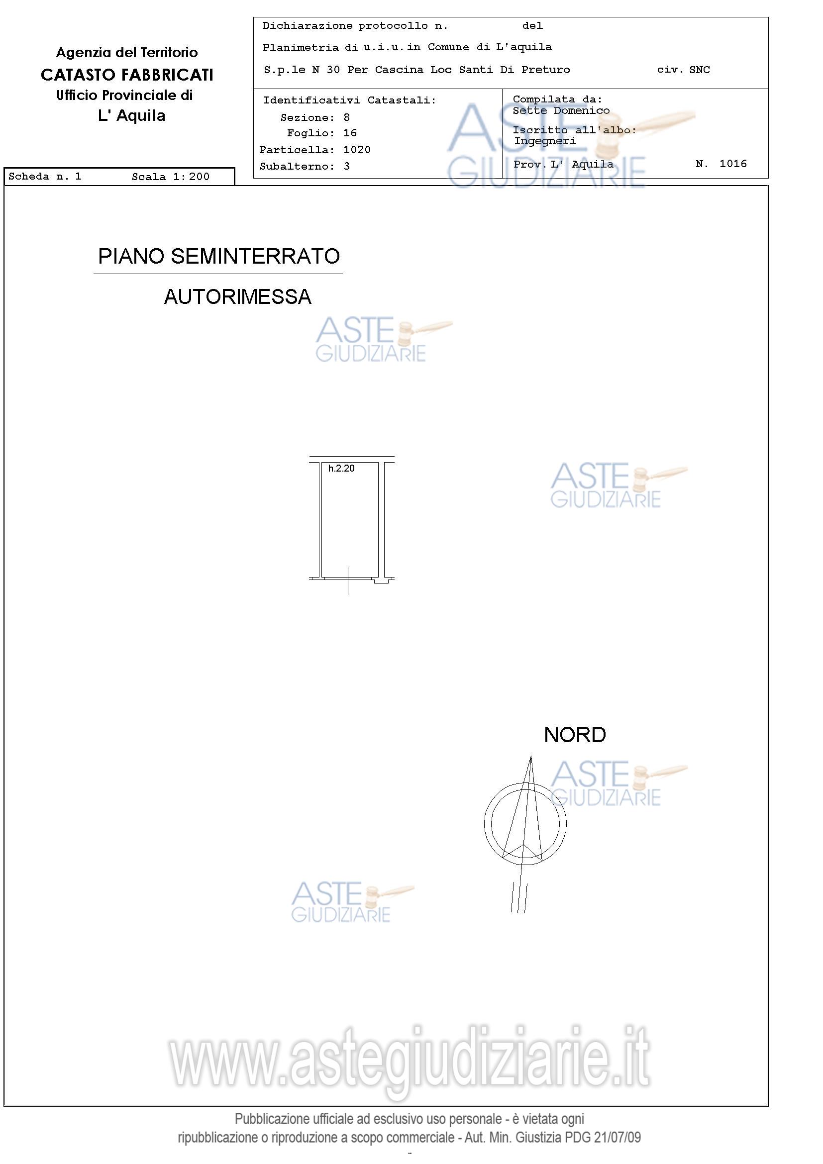Planimetria del bene