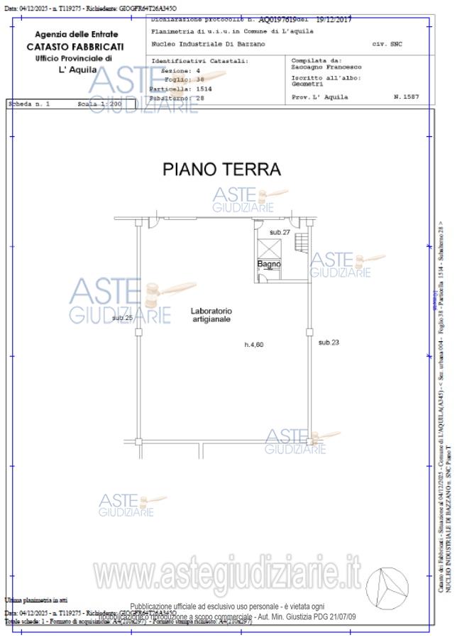 Planimetria del bene