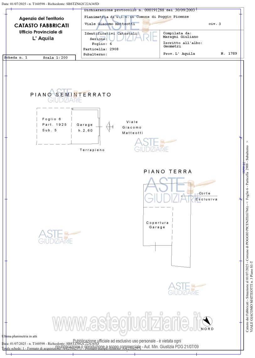 Planimetria del bene