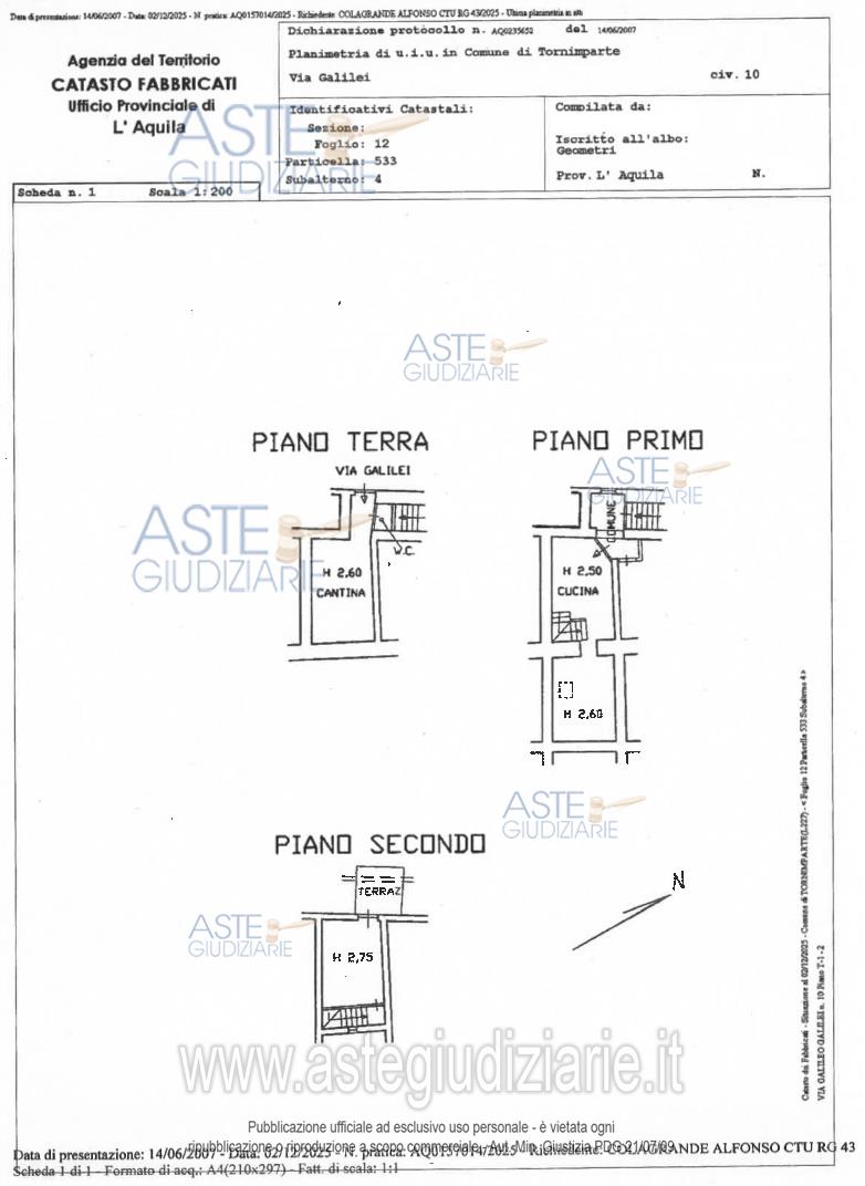 Planimetria del bene