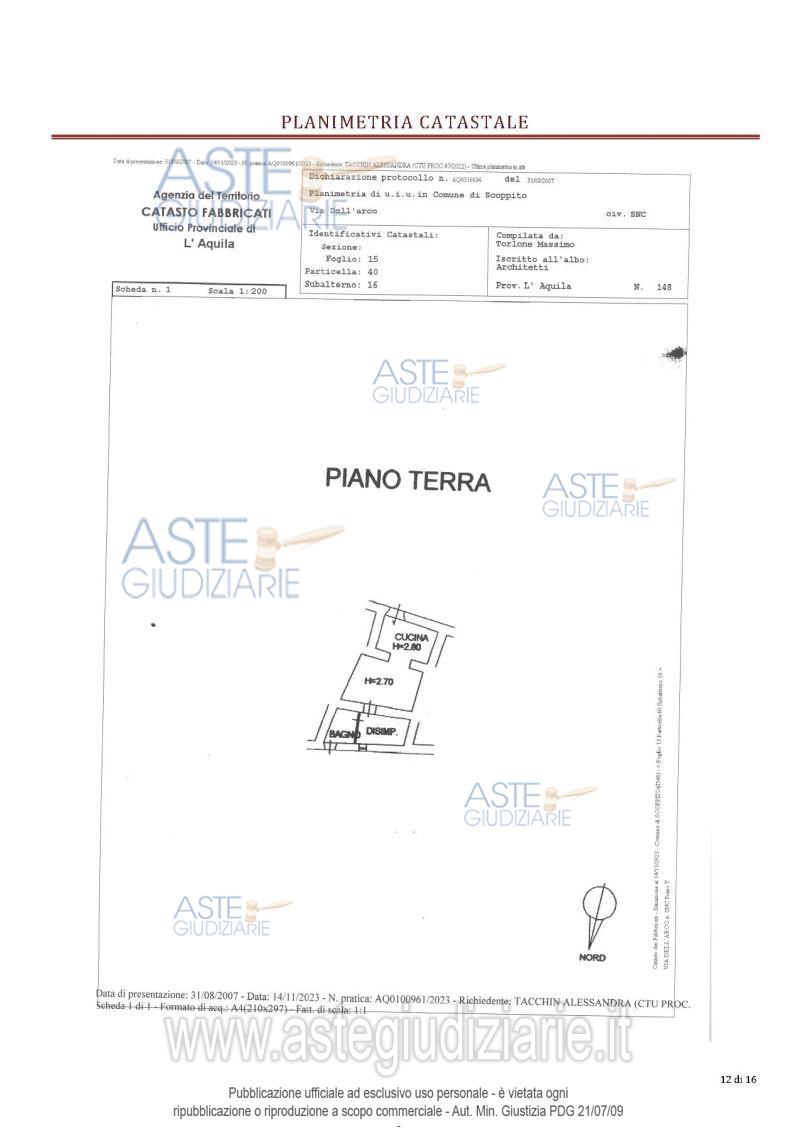 Planimetria del bene