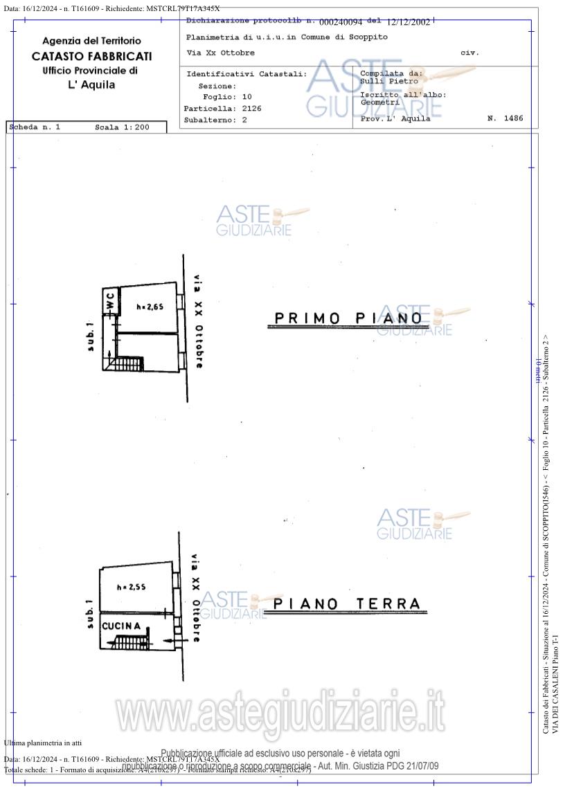 Planimetria del bene