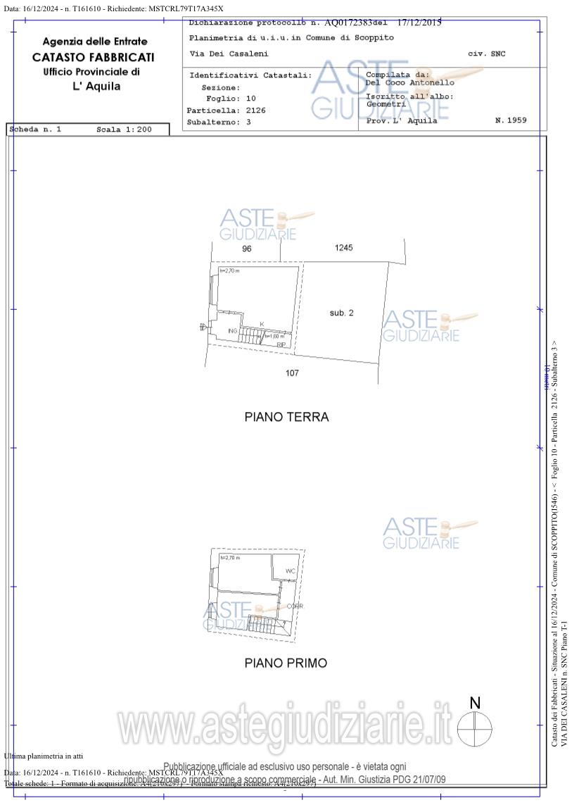 Planimetria del bene