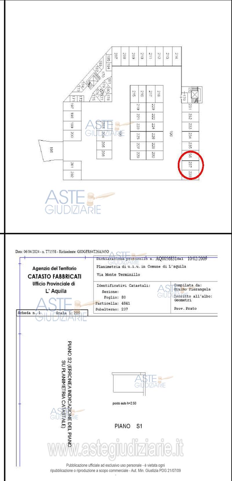 Planimetria del bene