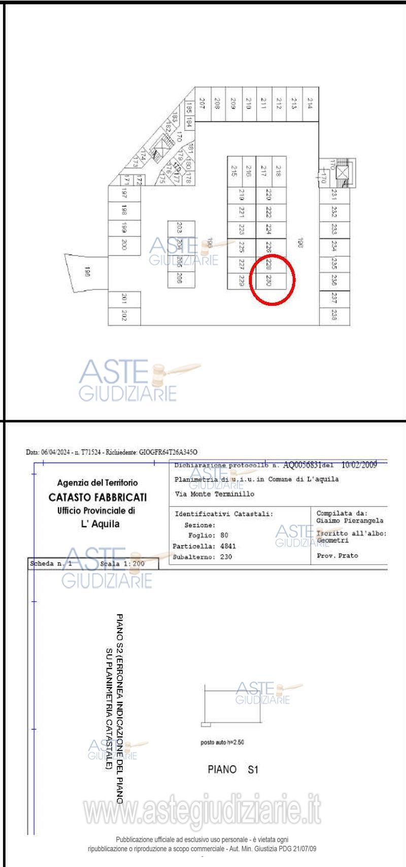 Planimetria del bene