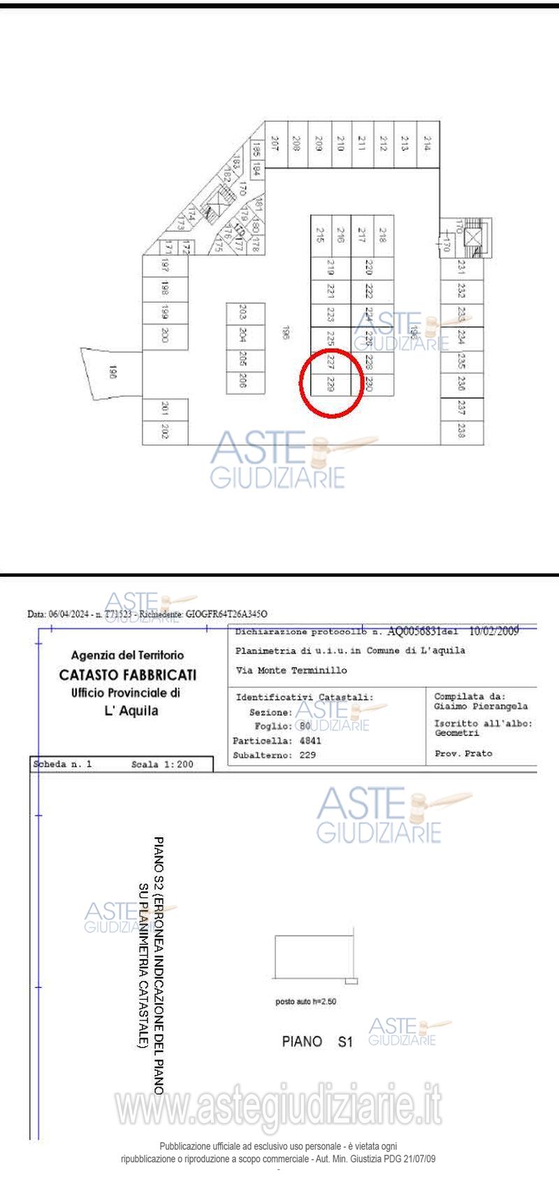 Planimetria del bene