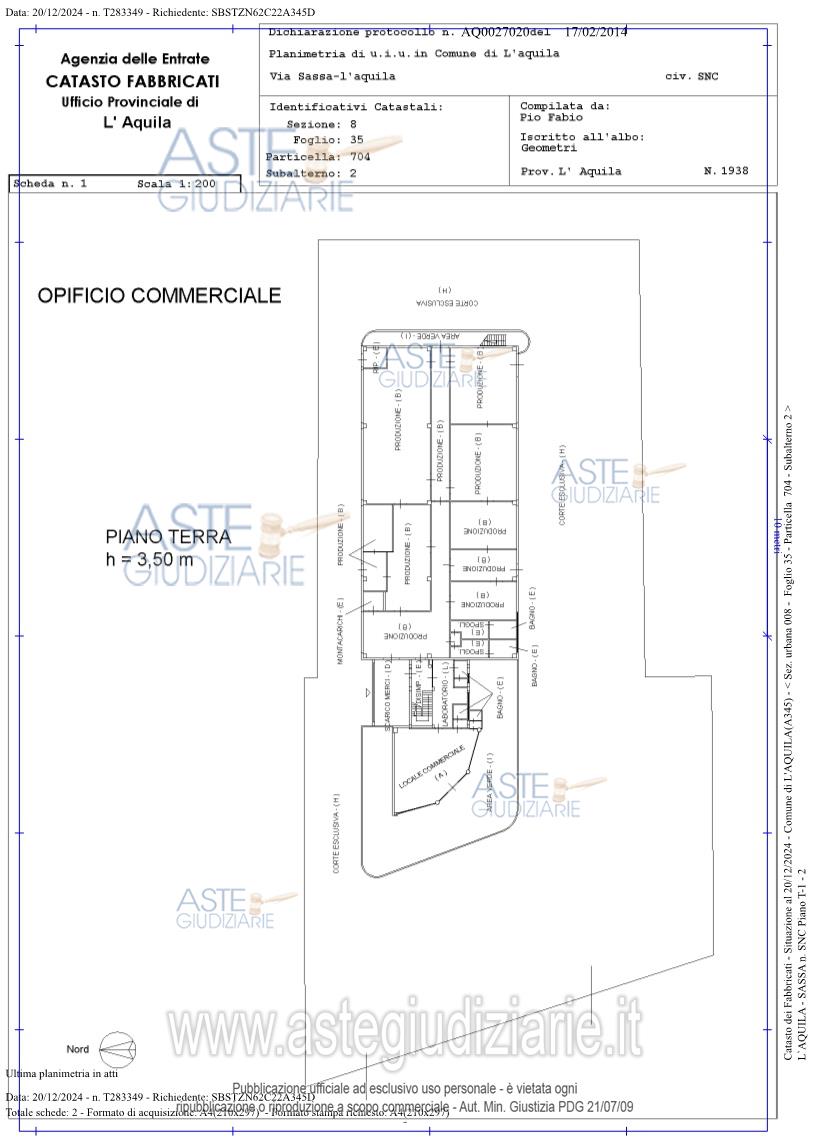 Planimetria del bene