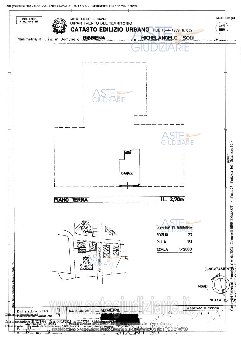 Planimetria del bene
