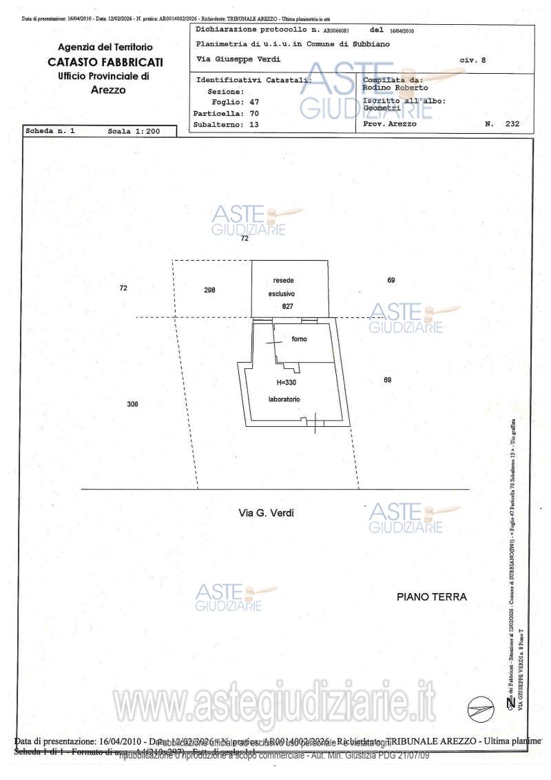 Planimetria del bene
