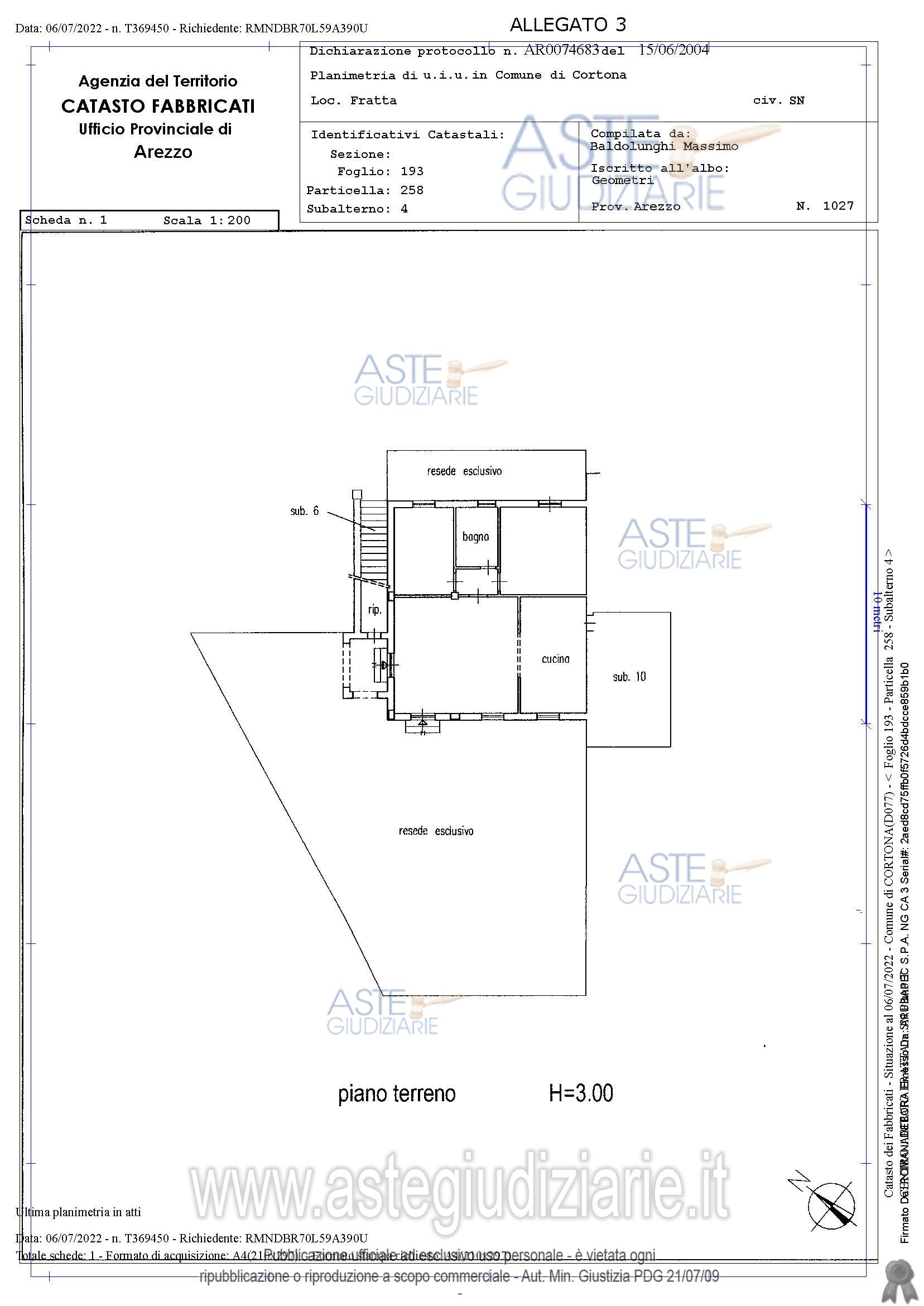 Planimetria del bene