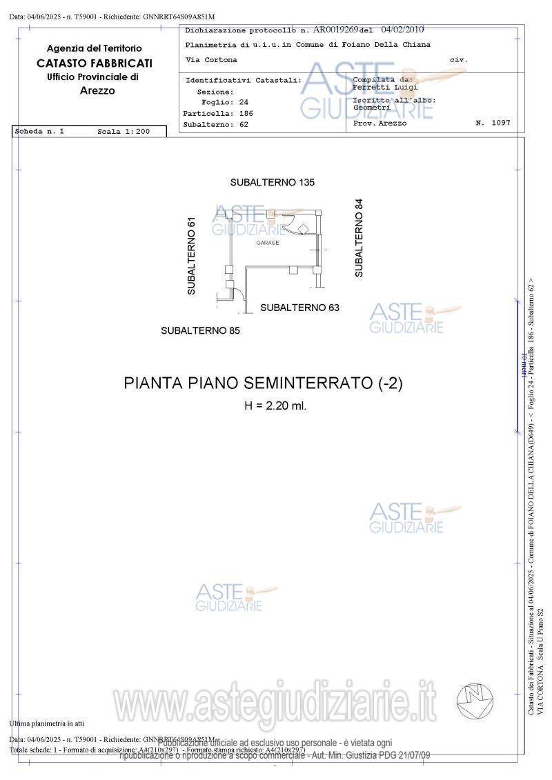 Planimetria del bene