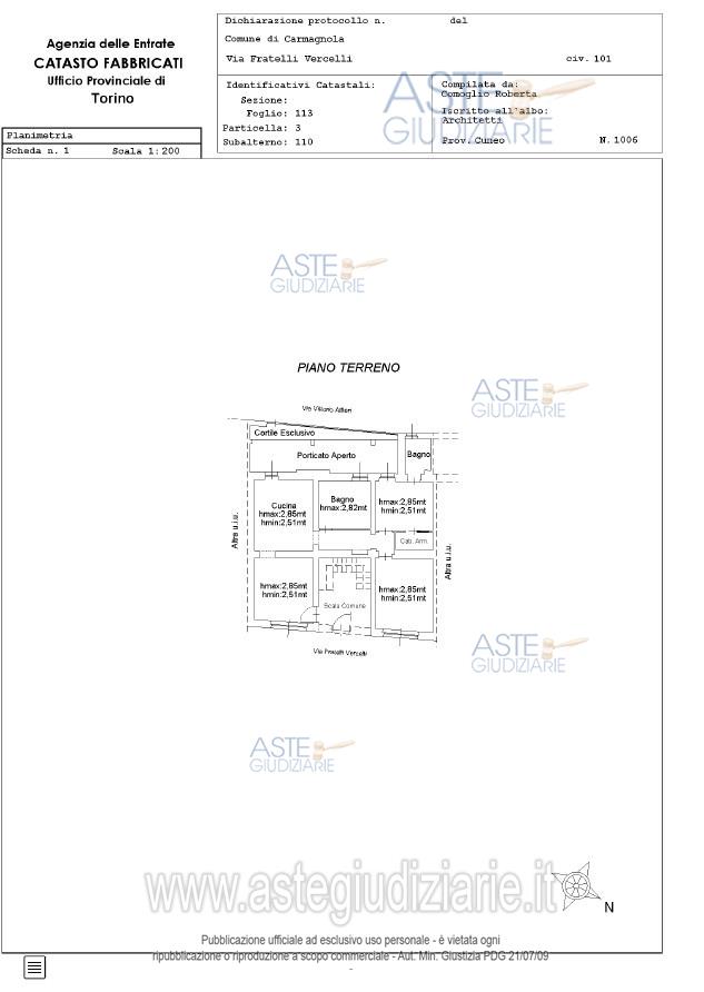 Planimetria del bene
