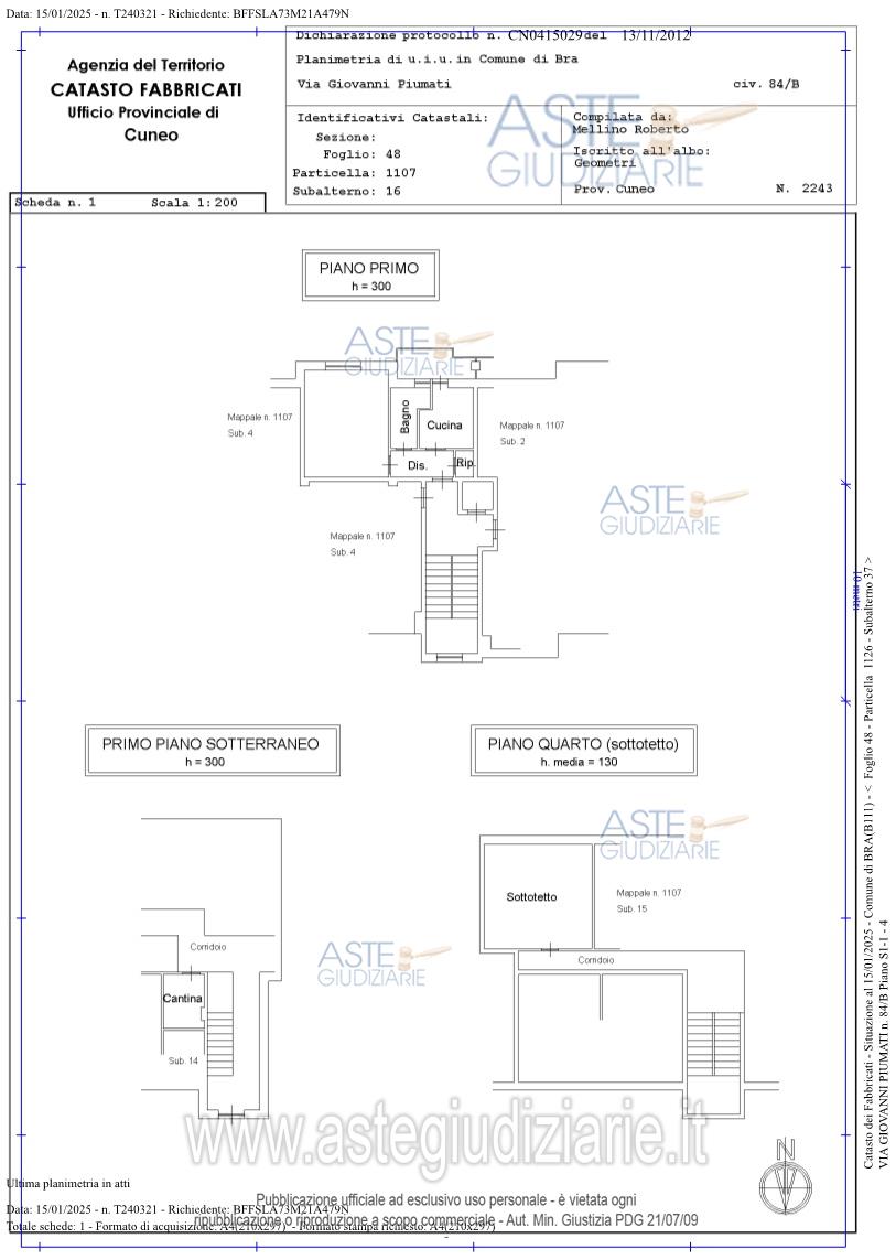 Planimetria del bene