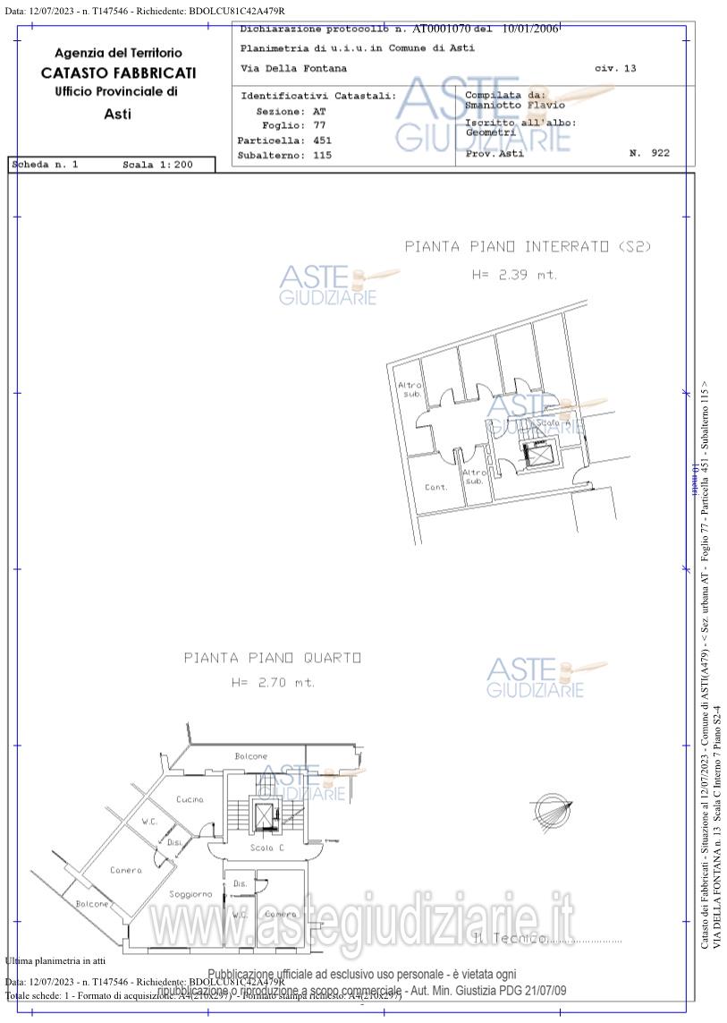 Planimetria del bene