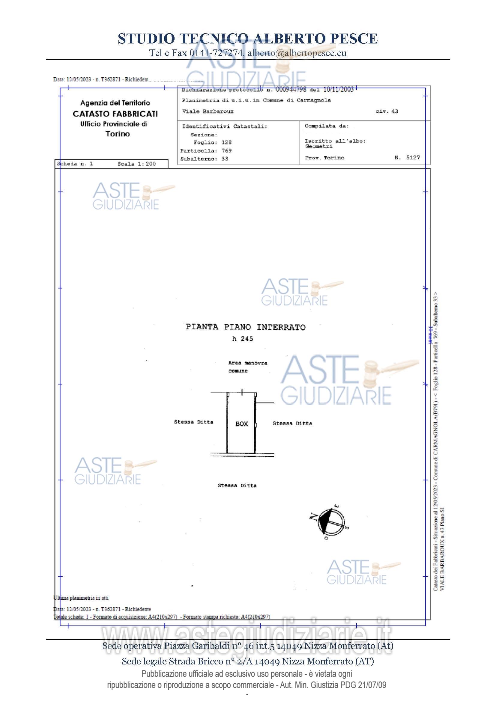 Planimetria del bene