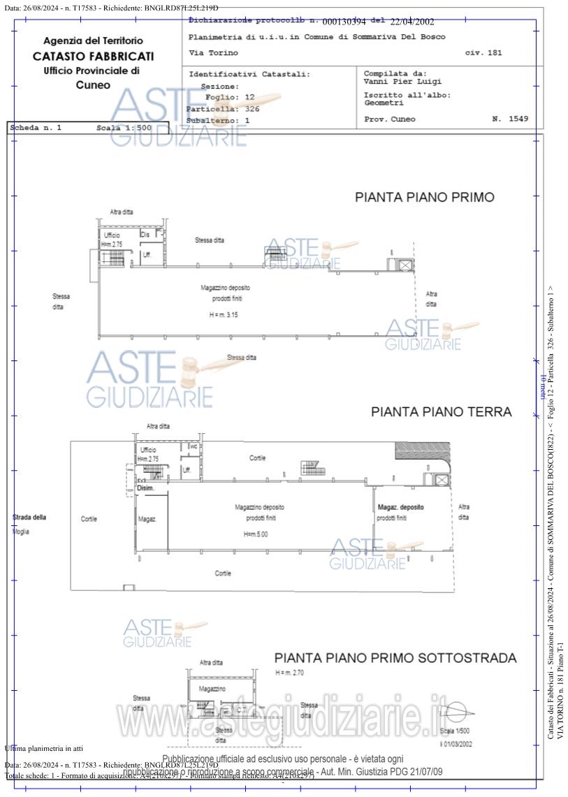 Planimetria del bene
