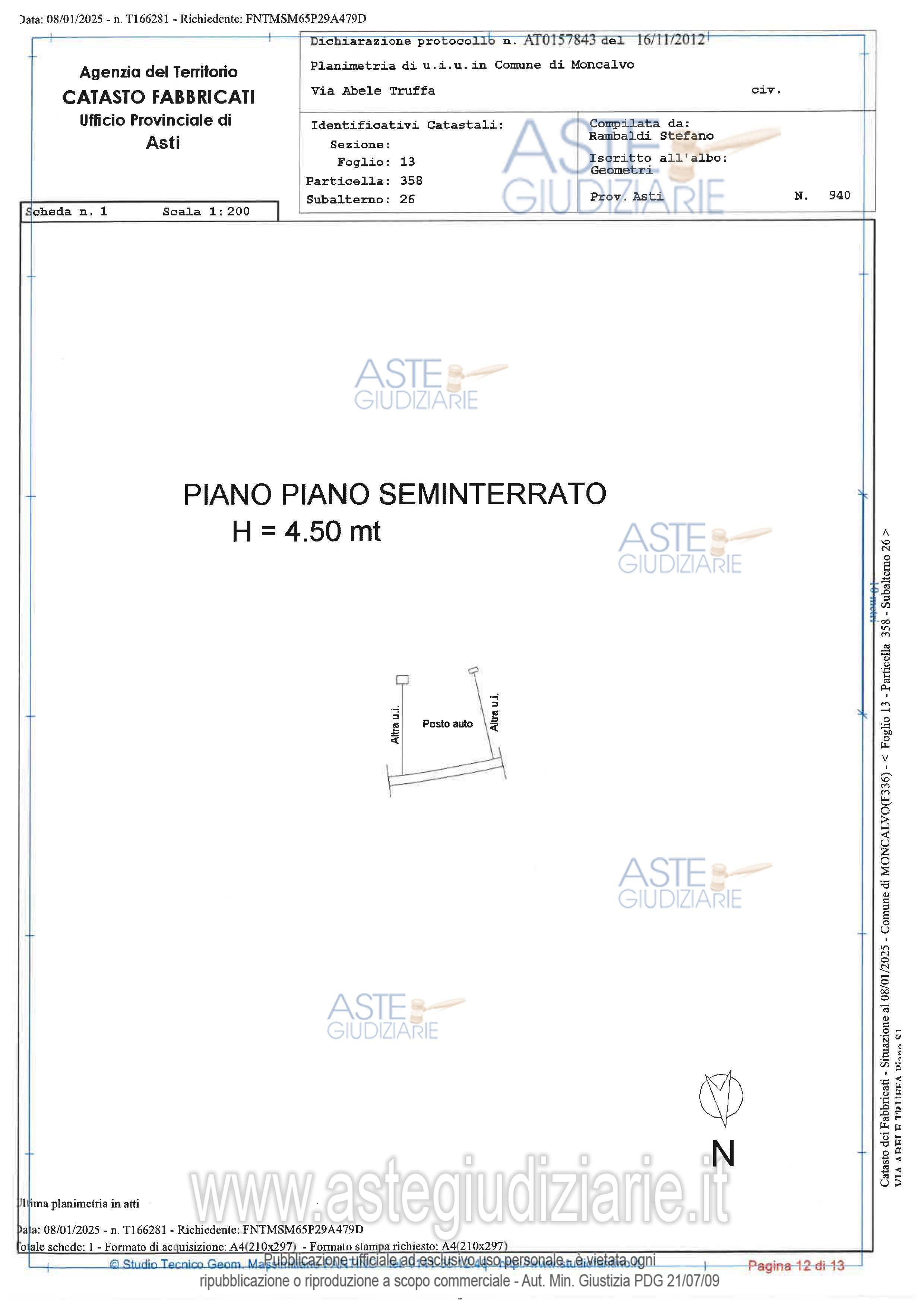 Planimetria del bene