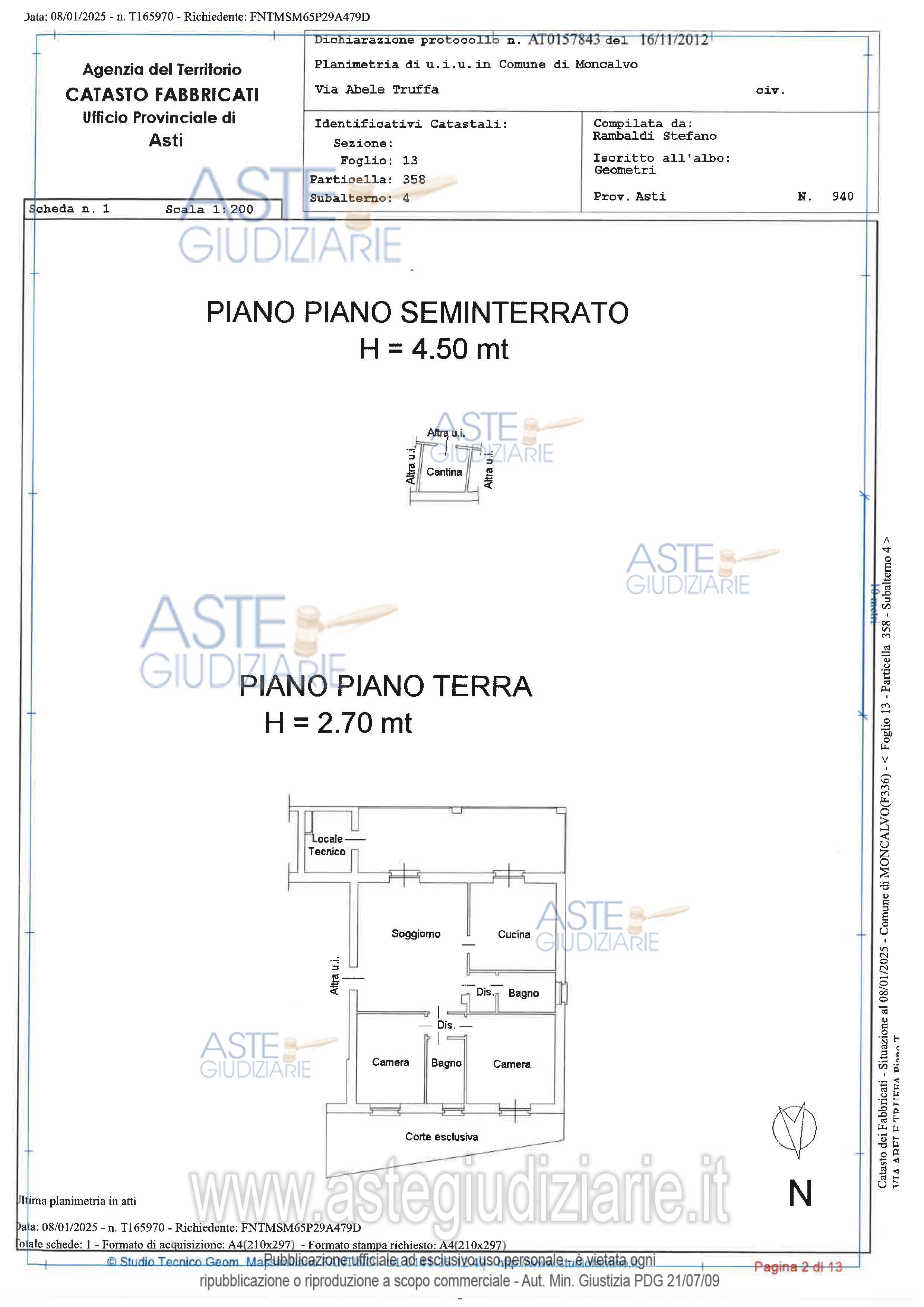 Planimetria del bene