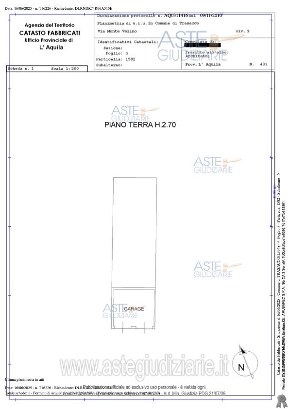 Planimetria del bene