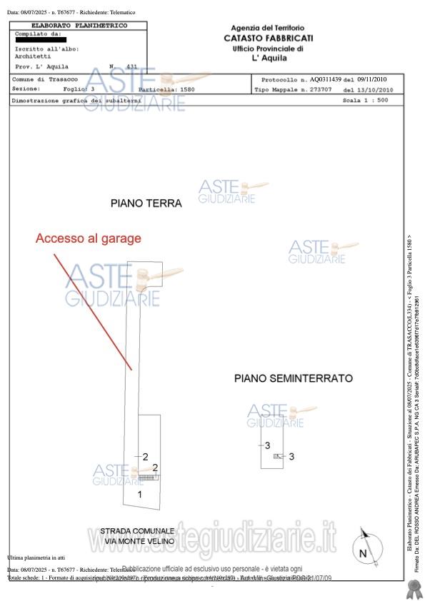 Planimetria del bene