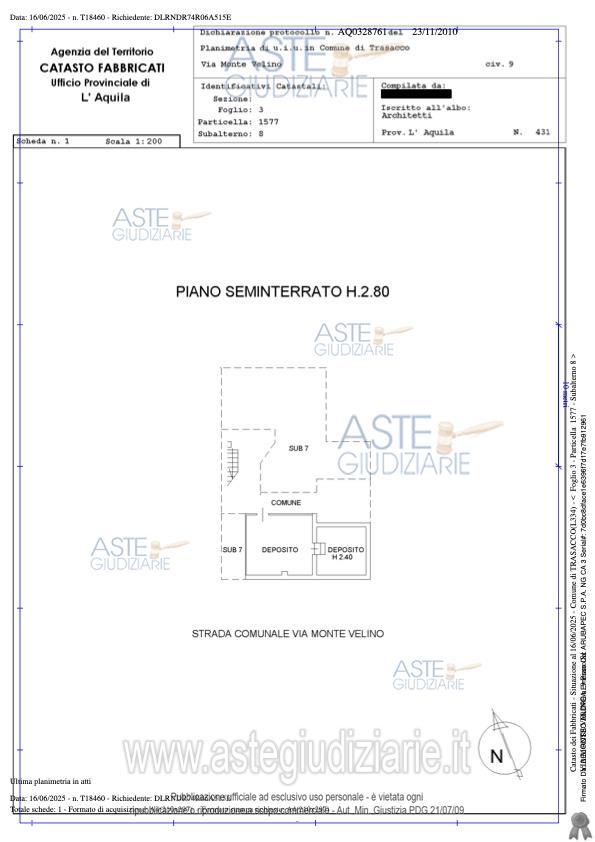 Planimetria del bene