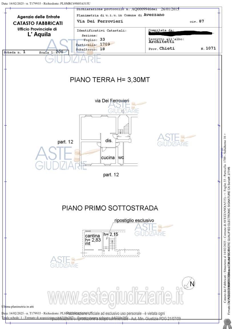 Planimetria del bene