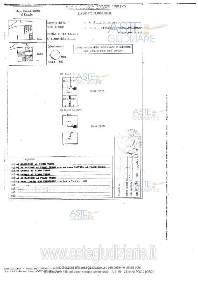 Planimetria del bene