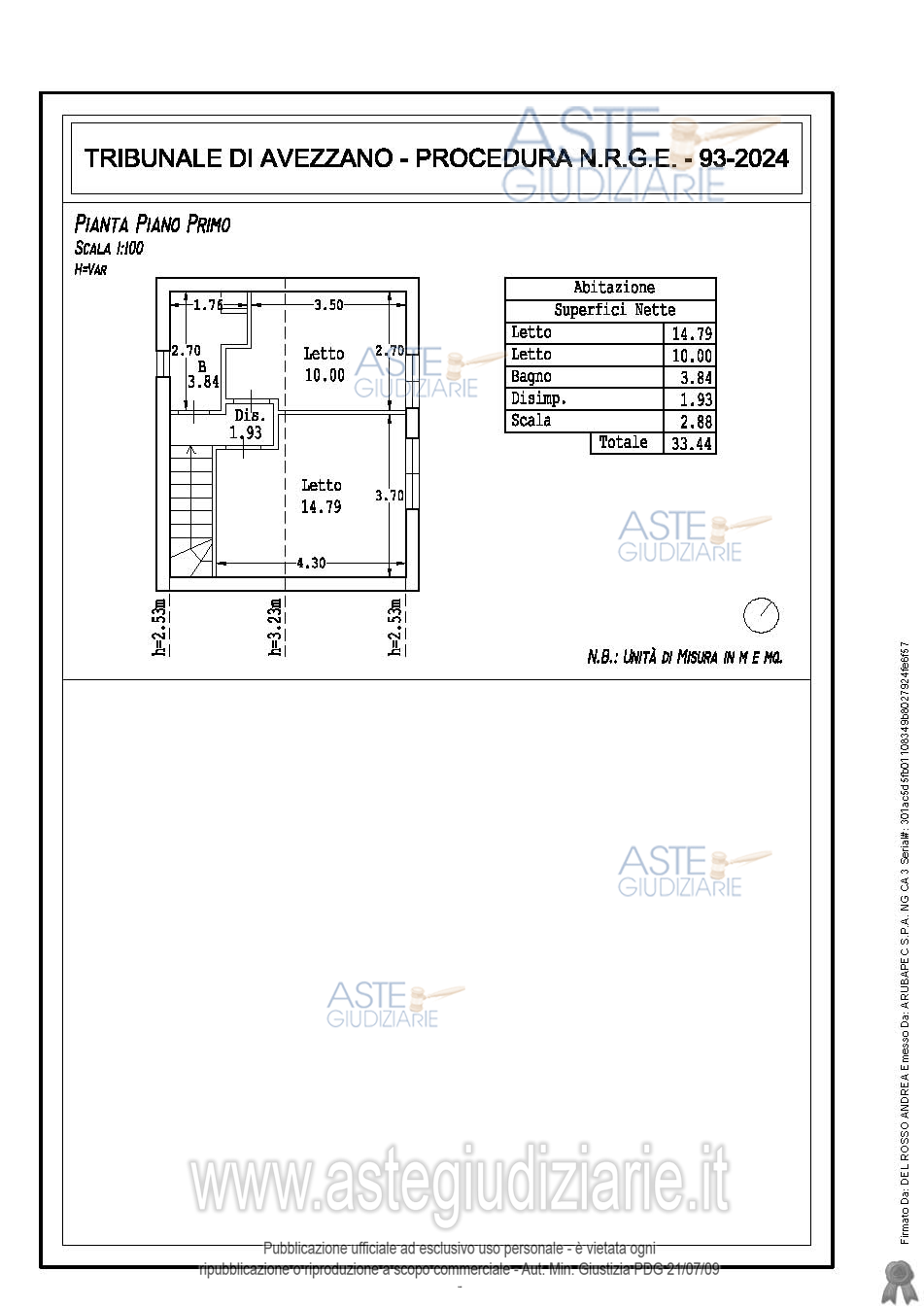 Planimetria del bene