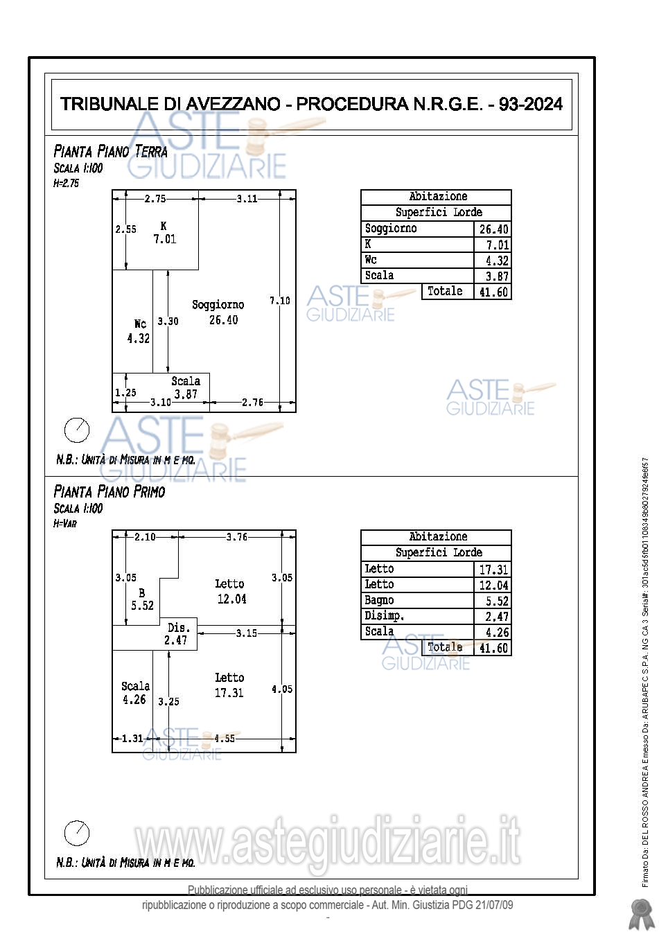 Planimetria del bene