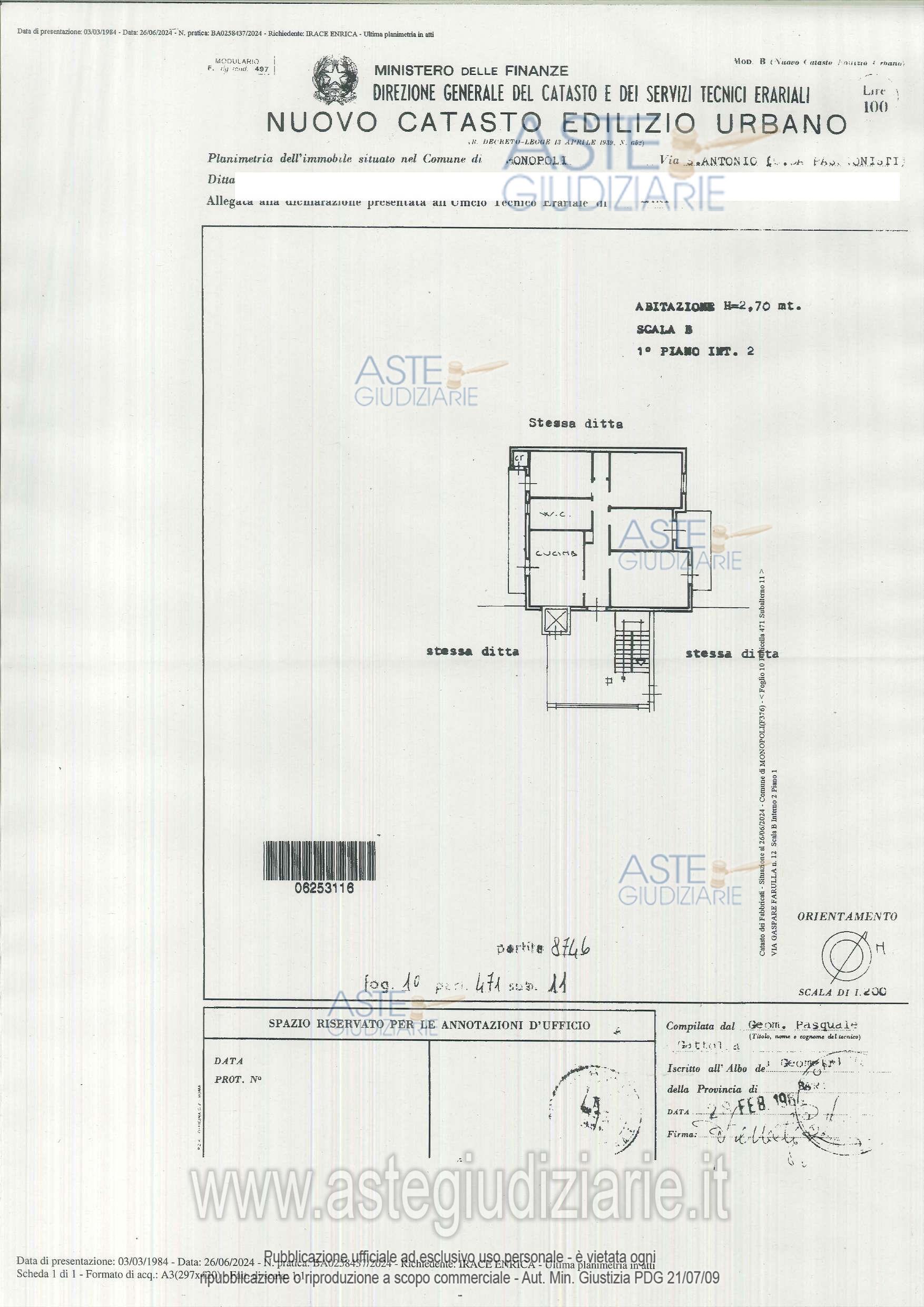 Planimetria del bene