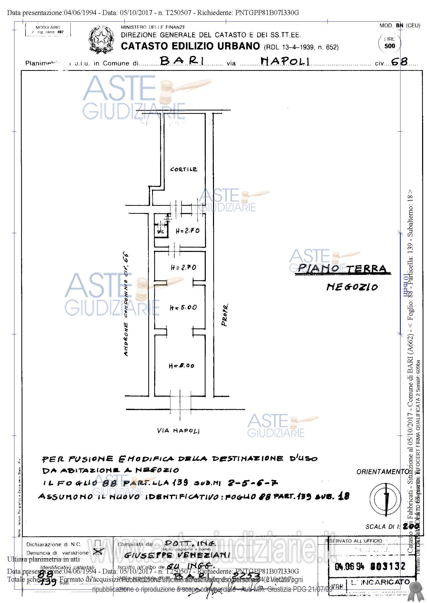 Planimetria del bene