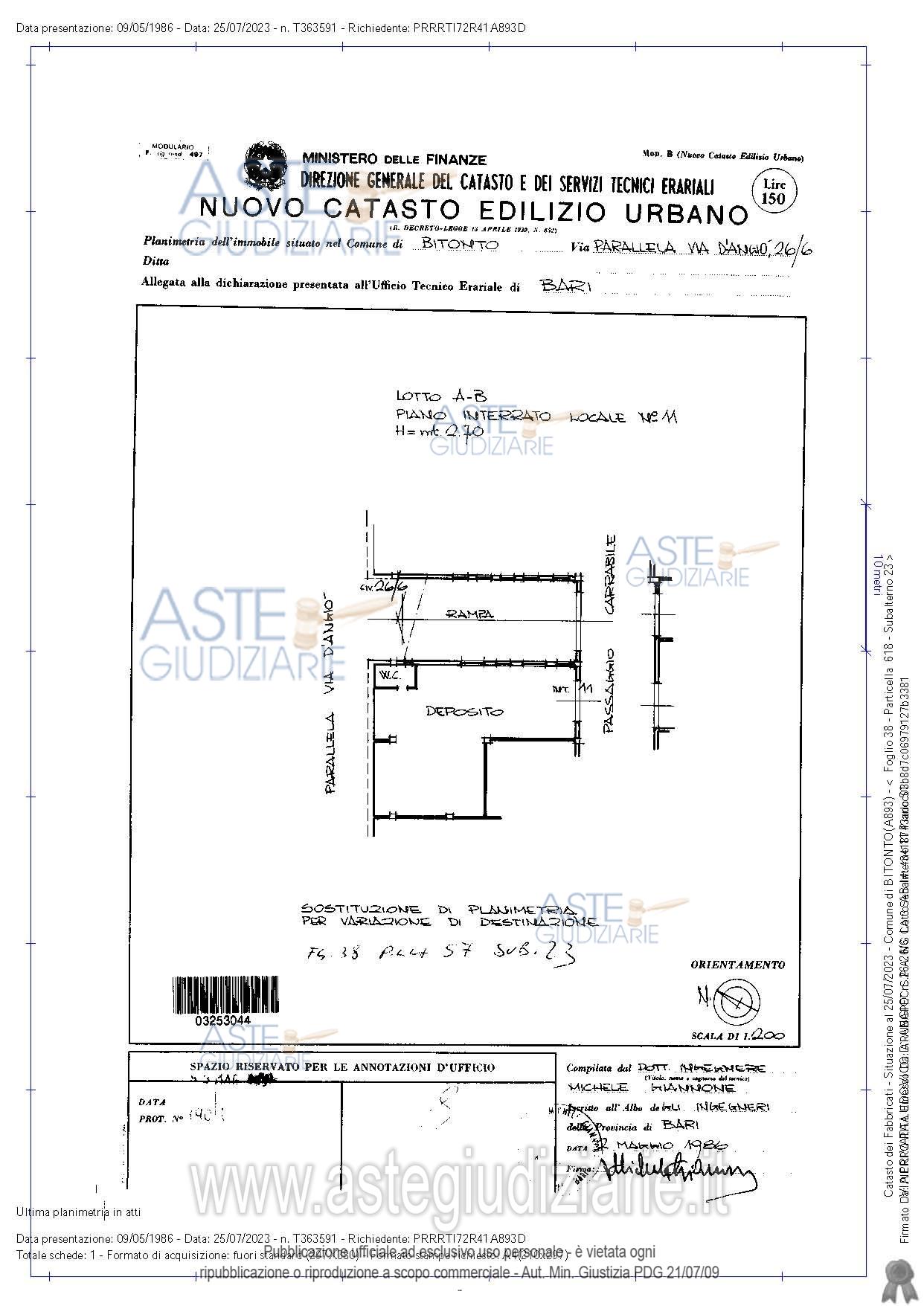 Planimetria del bene