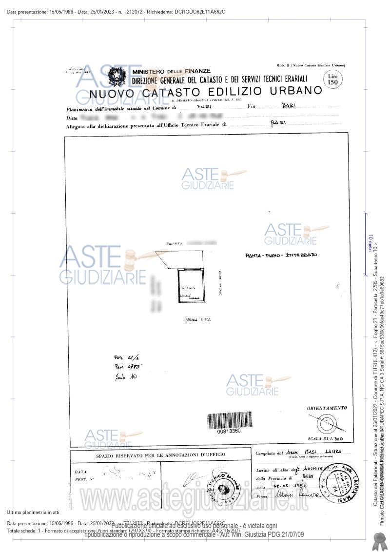 Planimetria del bene