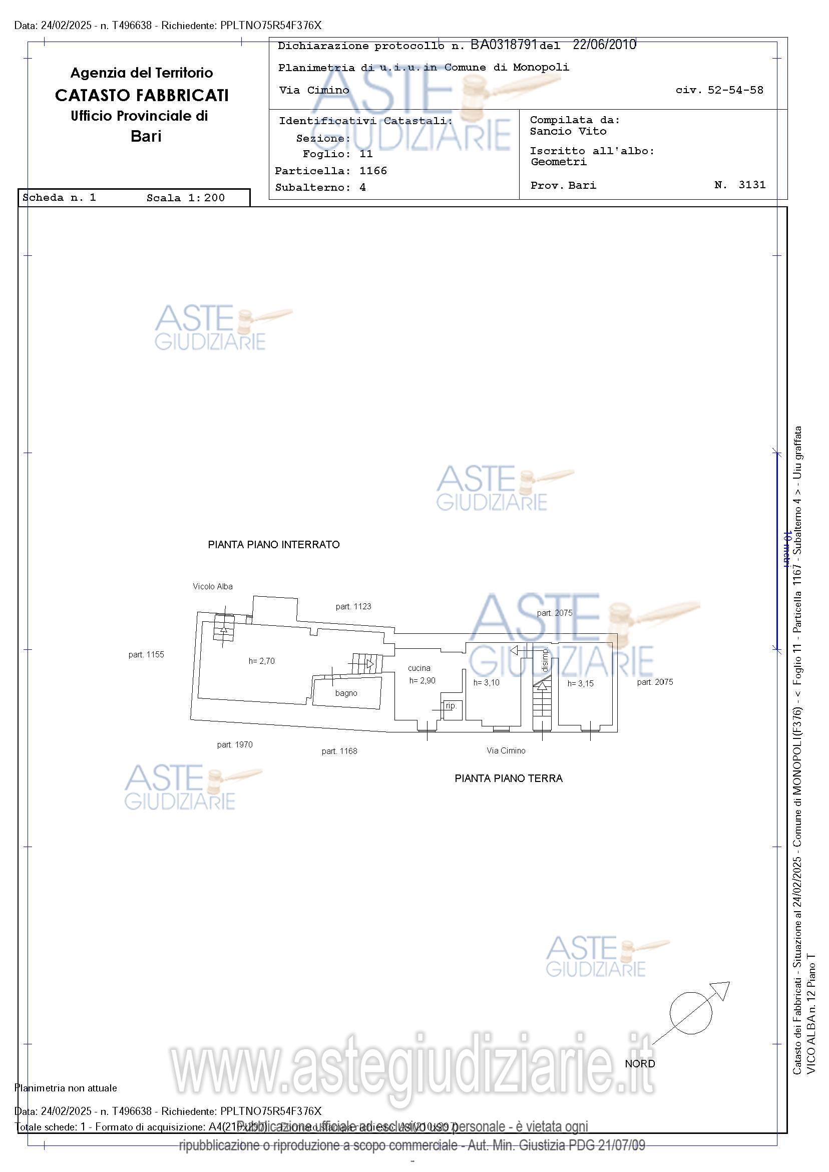 Planimetria del bene